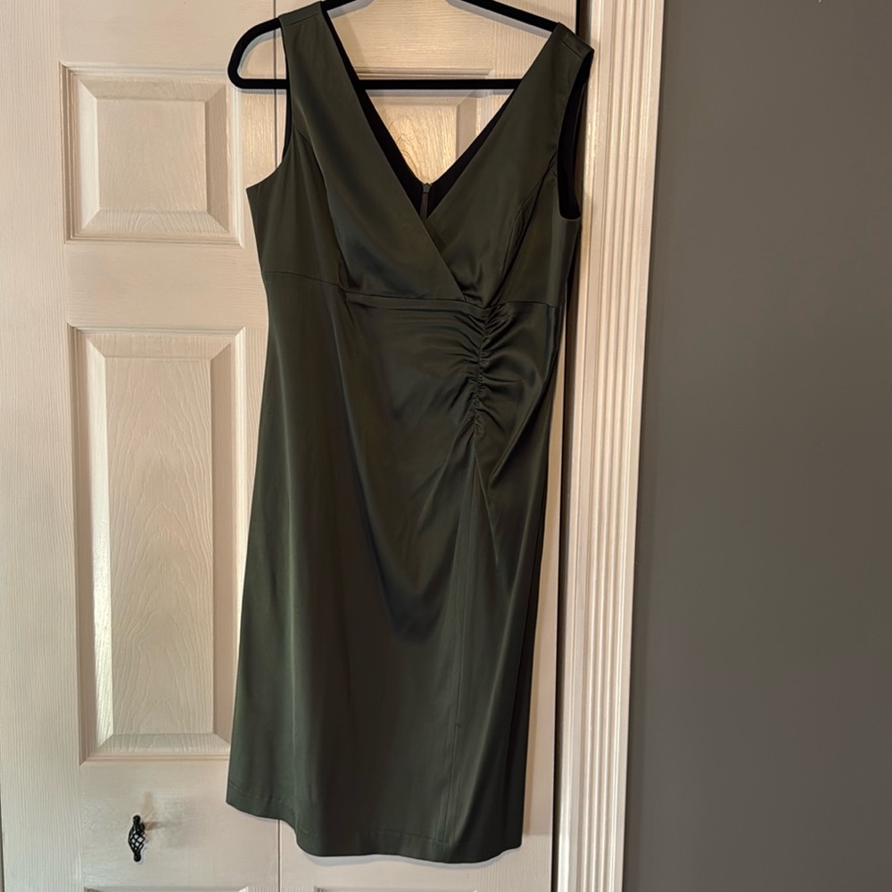 Green satin dress
